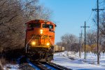 Westbound BNSF E-MHSEBM in the Snow